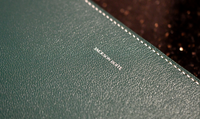 Jackson Boite silver embossing and saddle stitching on Alran Sully Sapin leather small pouch